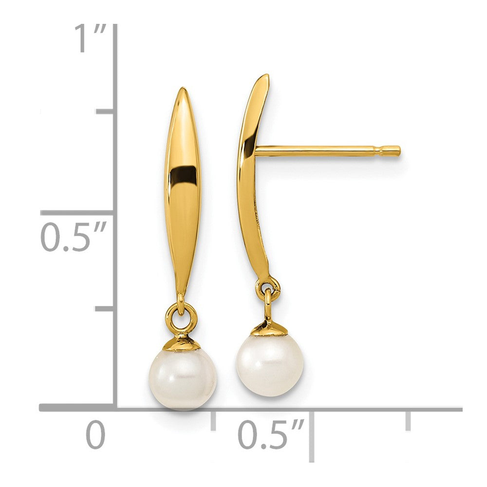 Gold Polished 4mm Freshwater Cultured Pearl Post Earrings - Model SE3042 - Charlie & Co. Jewelry