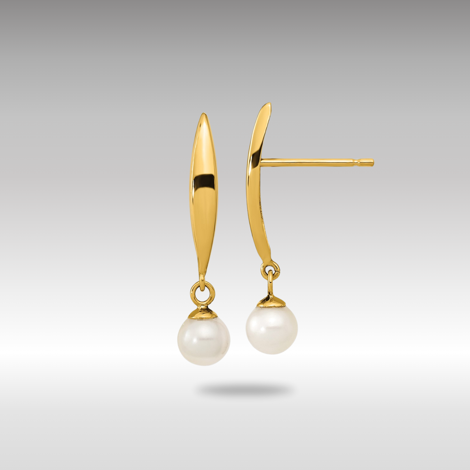 Gold Polished 4mm Freshwater Cultured Pearl Post Earrings - Model SE3042 - Charlie & Co. Jewelry