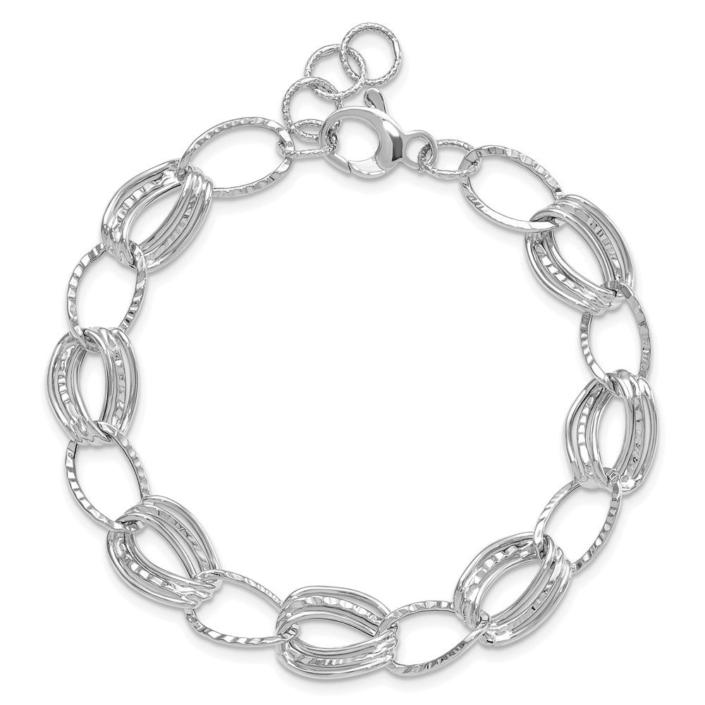 Charlie & Co Jewelry | 14k White Gold Polished And Textured Hollow W/1 In Ext. Bracelet - Model SF1927
