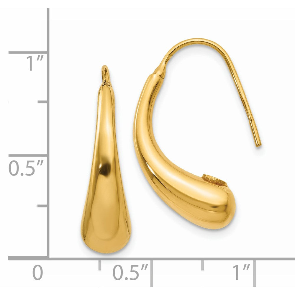 Gold Polished Puffed Teardrop Shepherd Hook Earrings - Model SF2445 - Charlie & Co. Jewelry