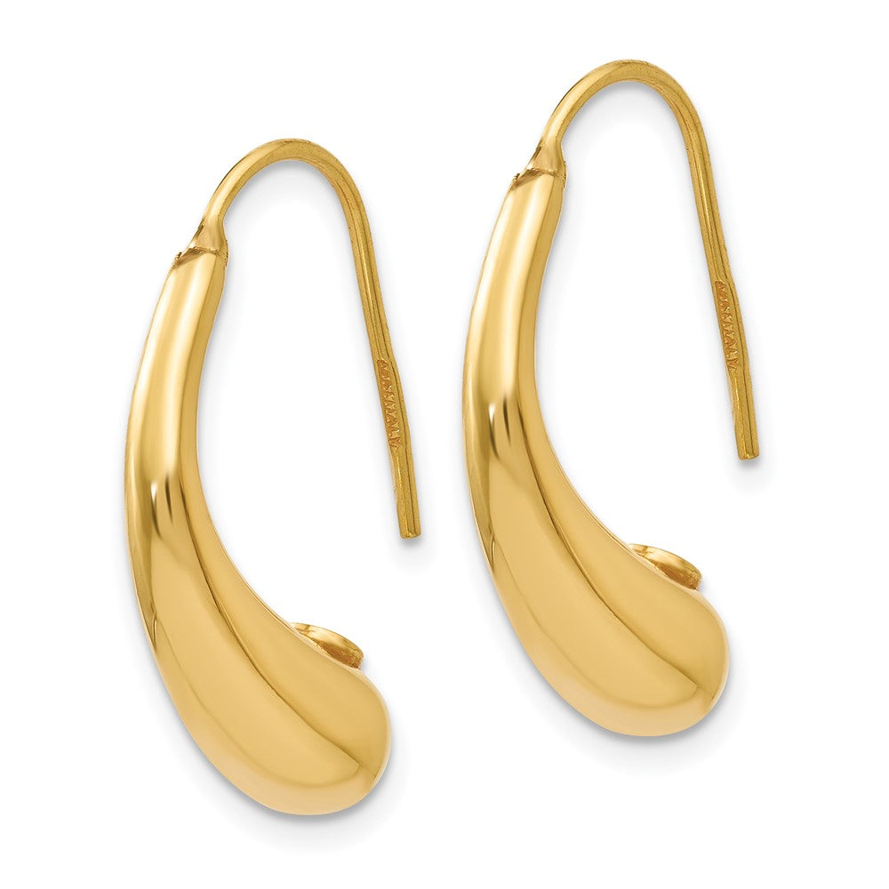 Gold Polished Puffed Teardrop Shepherd Hook Earrings - Model SF2445 - Charlie & Co. Jewelry