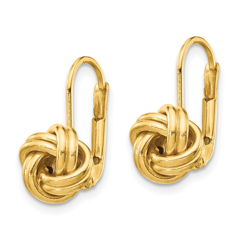 Gold Polished Love Knot Leverback Earrings Model-SF2474 - Charlie & Co. Jewelry