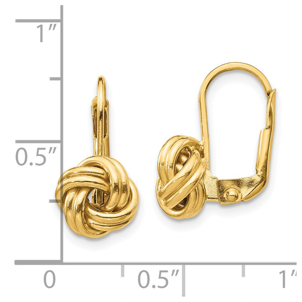 Gold Polished Love Knot Leverback Earrings Model-SF2474 - Charlie & Co. Jewelry