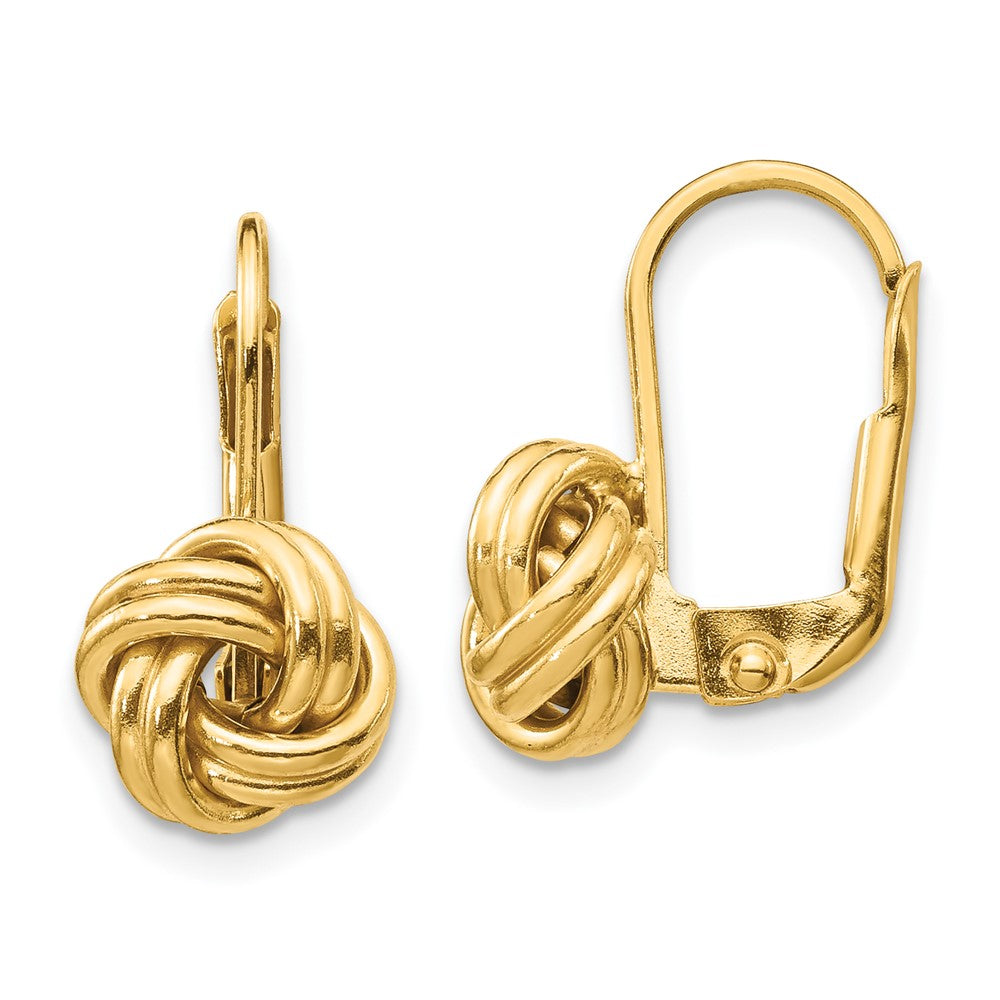 Gold Polished Love Knot Leverback Earrings Model-SF2474 - Charlie & Co. Jewelry