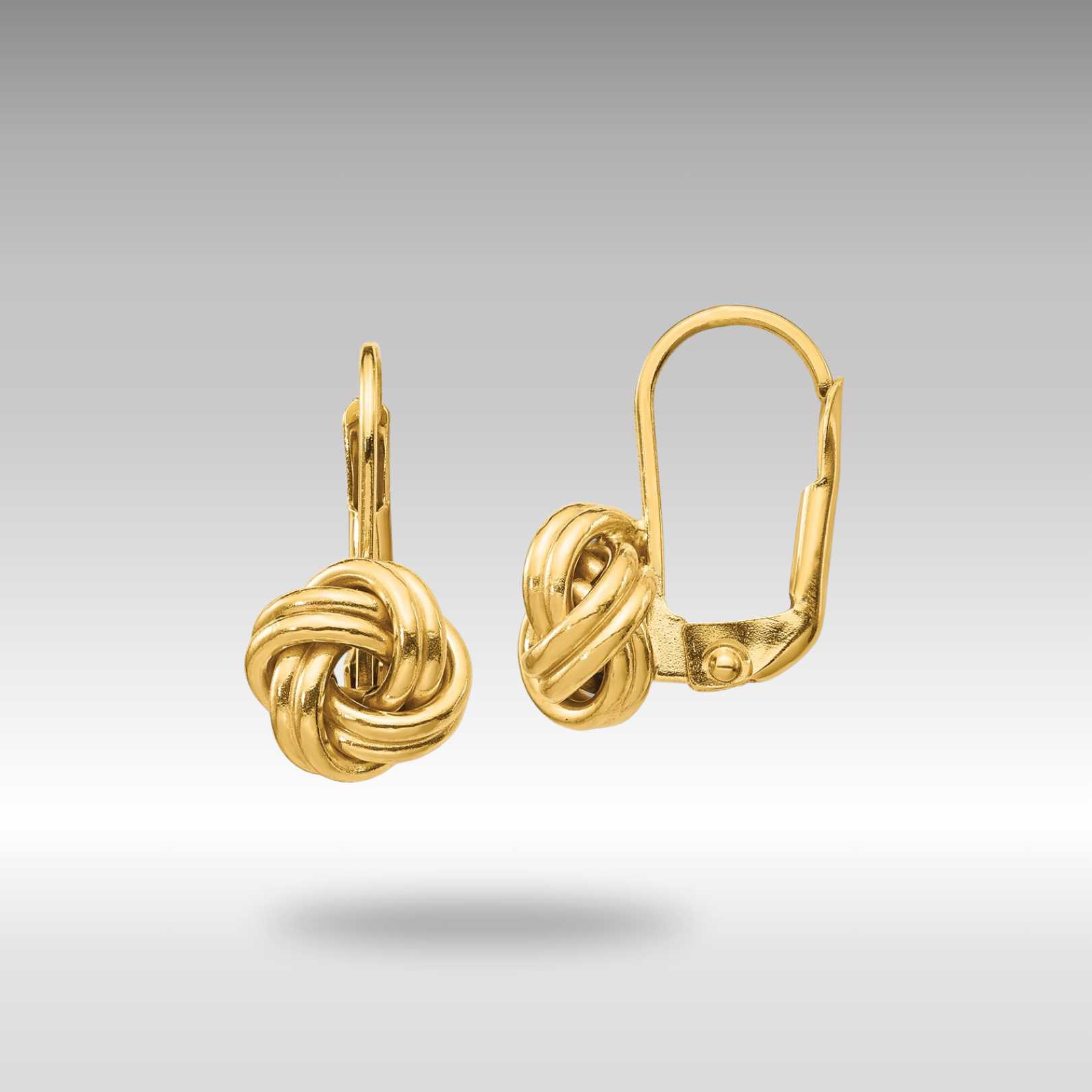 14K Gold Polished Love Knot Leverback Earrings Model-SF2474