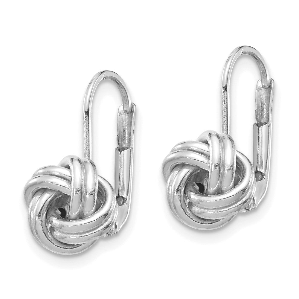 White Gold Polished Love Knot Leverback Earrings Model-SF2475 - Charlie & Co. Jewelry