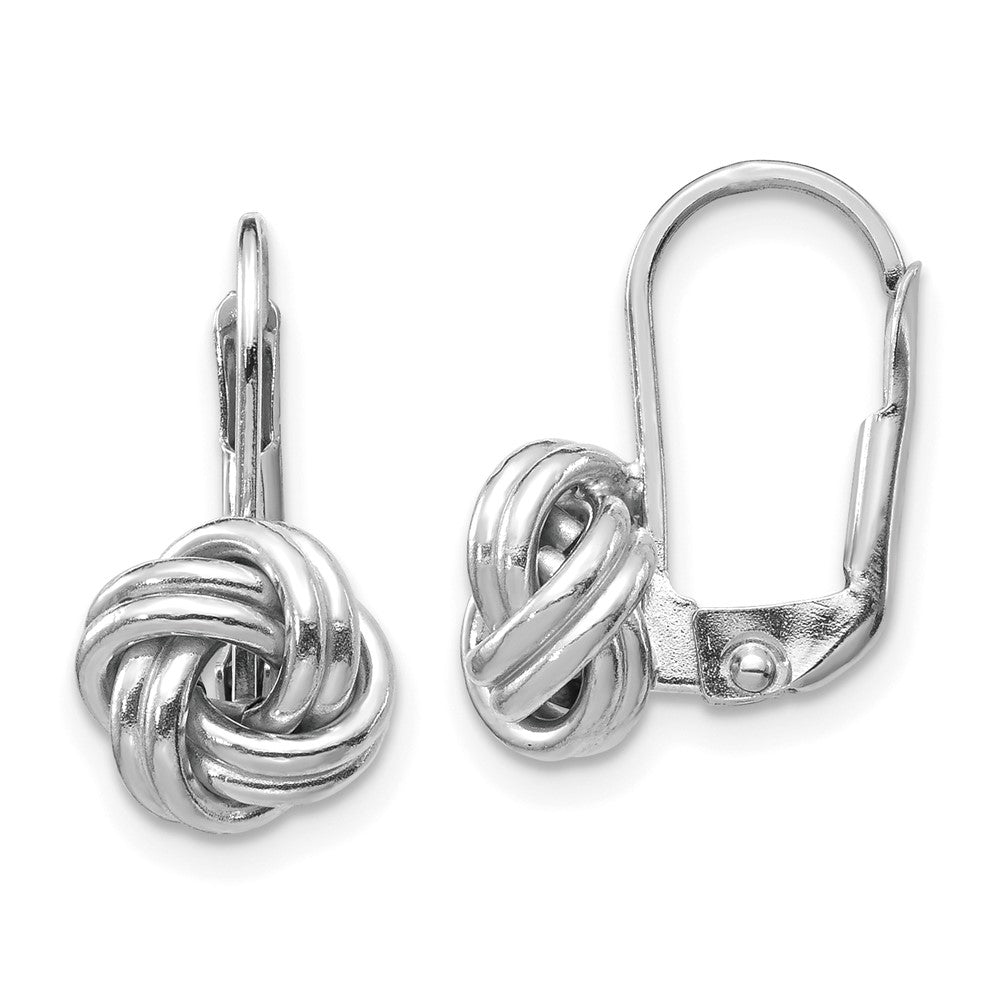 White Gold Polished Love Knot Leverback Earrings Model-SF2475 - Charlie & Co. Jewelry