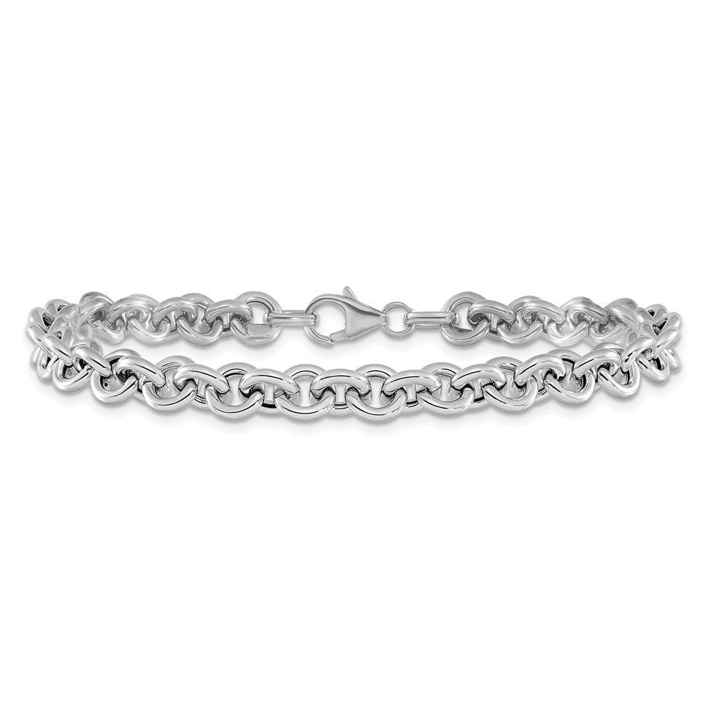 Charlie & Co Jewelry | 14k White Polished Fancy 6.5mm Rolo Link Bracelet - Model SF2601
