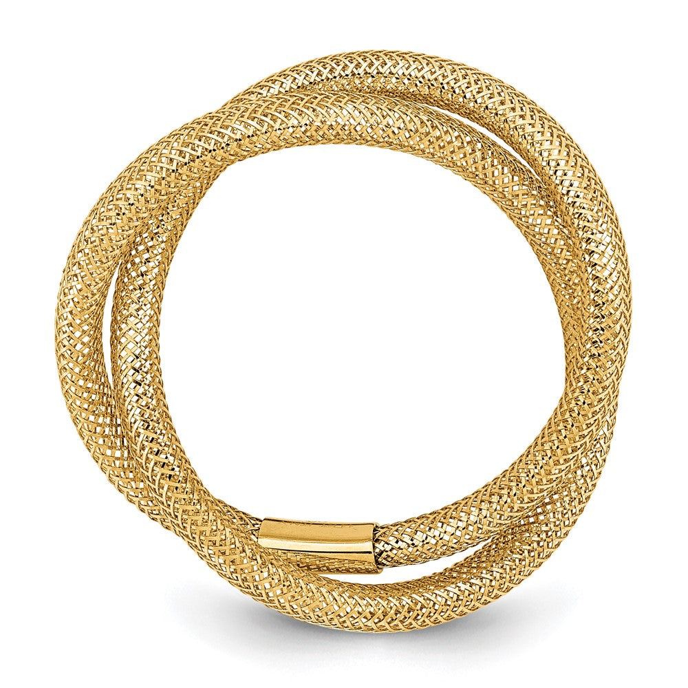 Gold Twisted Woven Mesh Stretch Ring Model-SF2821 - Charlie & Co. Jewelry