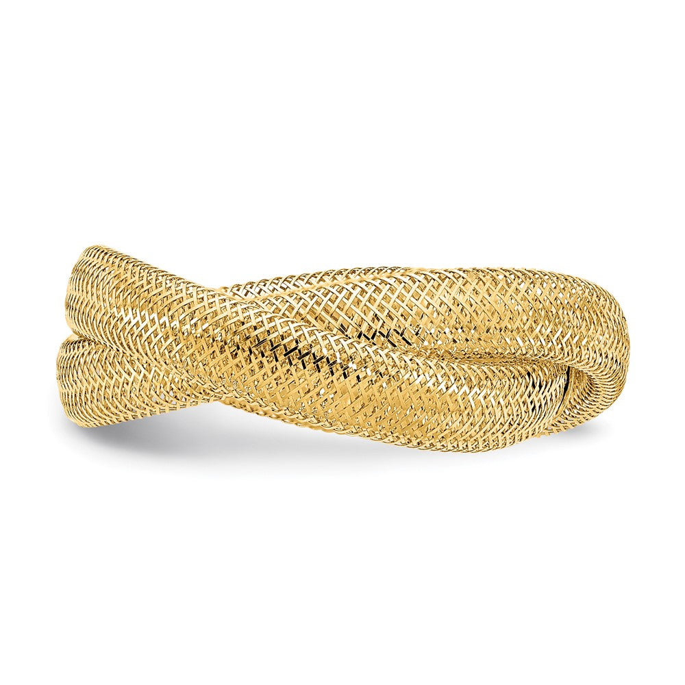 Gold Twisted Woven Mesh Stretch Ring Model-SF2821 - Charlie & Co. Jewelry