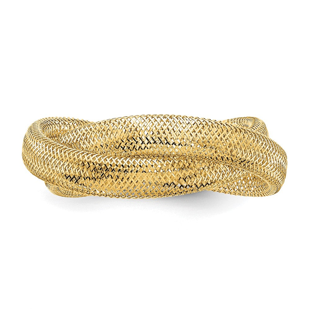 Gold Twisted Woven Mesh Stretch Ring Model-SF2821 - Charlie & Co. Jewelry