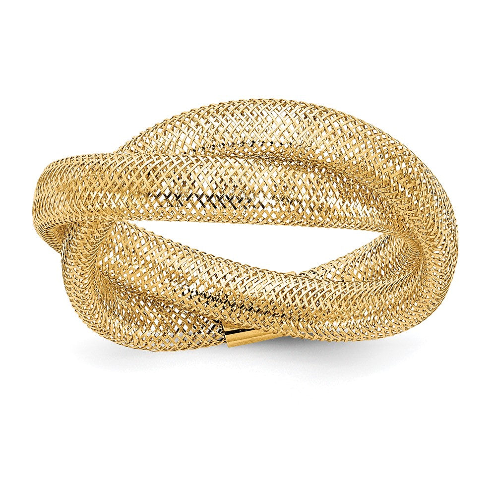 Gold Twisted Woven Mesh Stretch Ring Model-SF2821 - Charlie & Co. Jewelry