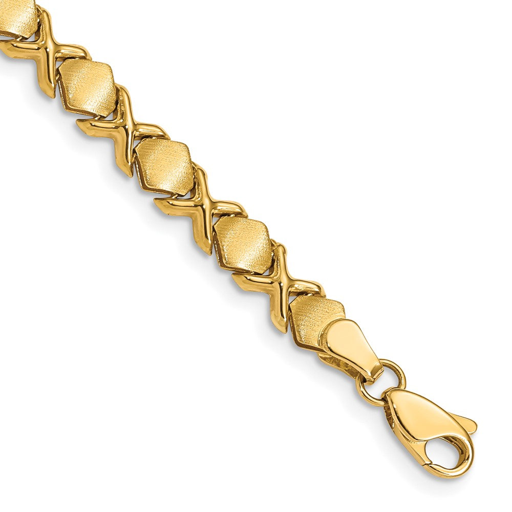 Charlie & Co Jewelry | 14k Polished And Brushed Fancy X 7 Inch Bracelet - Model ST638
