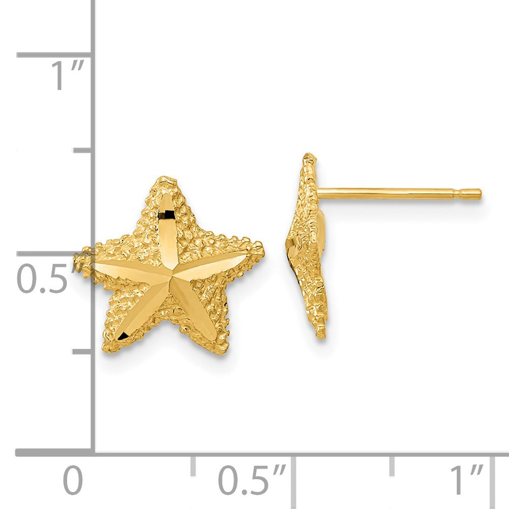 Gold Polished Diamond-cut Starfish Post Earrings - Model TC990 - Charlie & Co. Jewelry