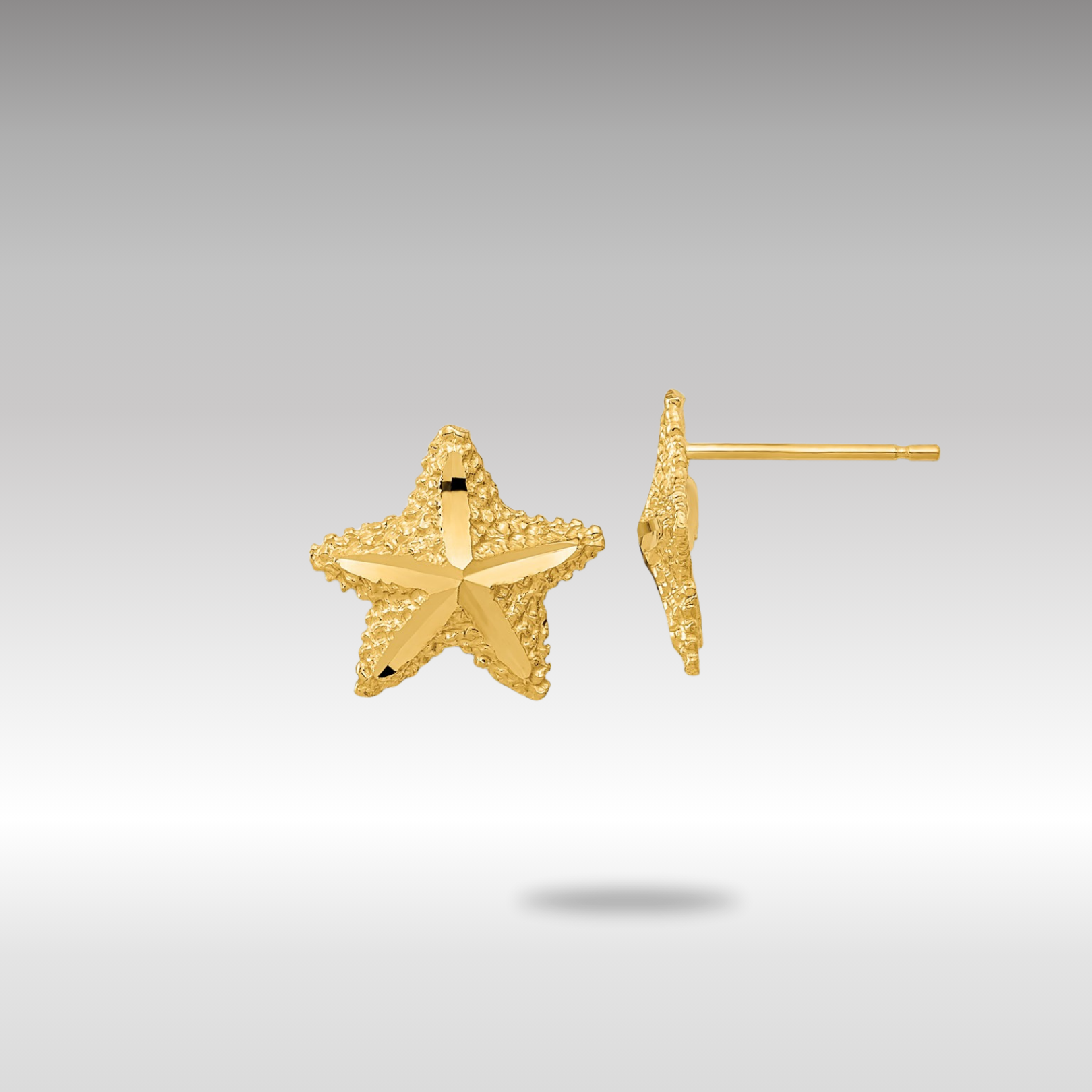 Gold Polished Diamond-cut Starfish Post Earrings - Model TC990 - Charlie & Co. Jewelry