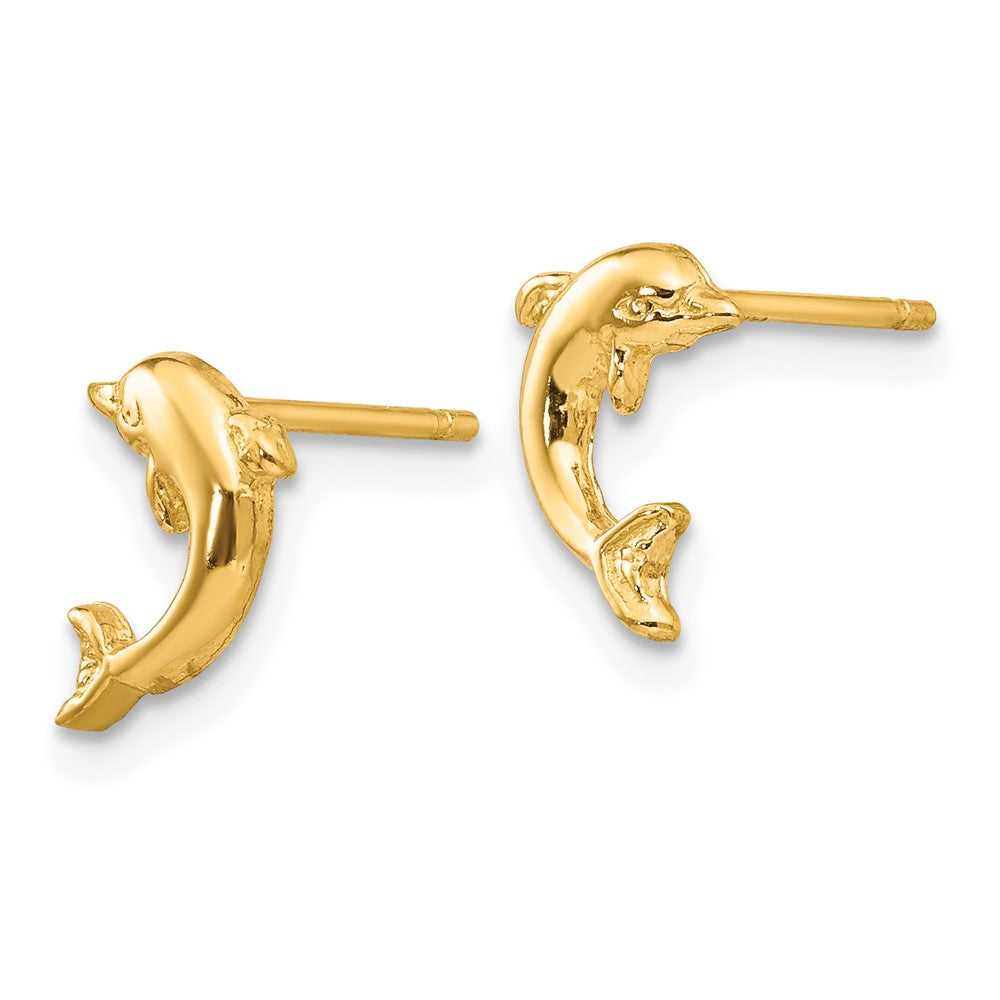 Gold Dolphin Post Earrings - Model TE620 - Charlie & Co. Jewelry