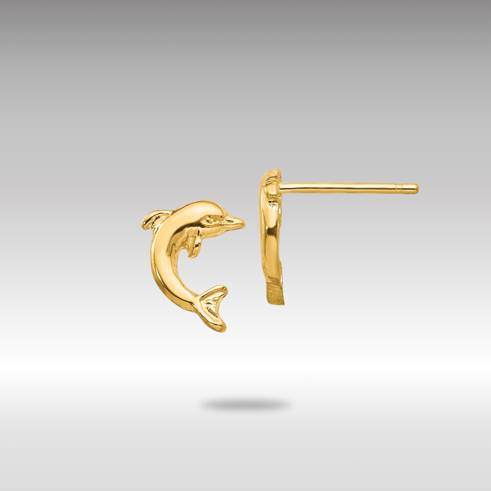 Gold Dolphin Post Earrings - Model TE620 - Charlie & Co. Jewelry