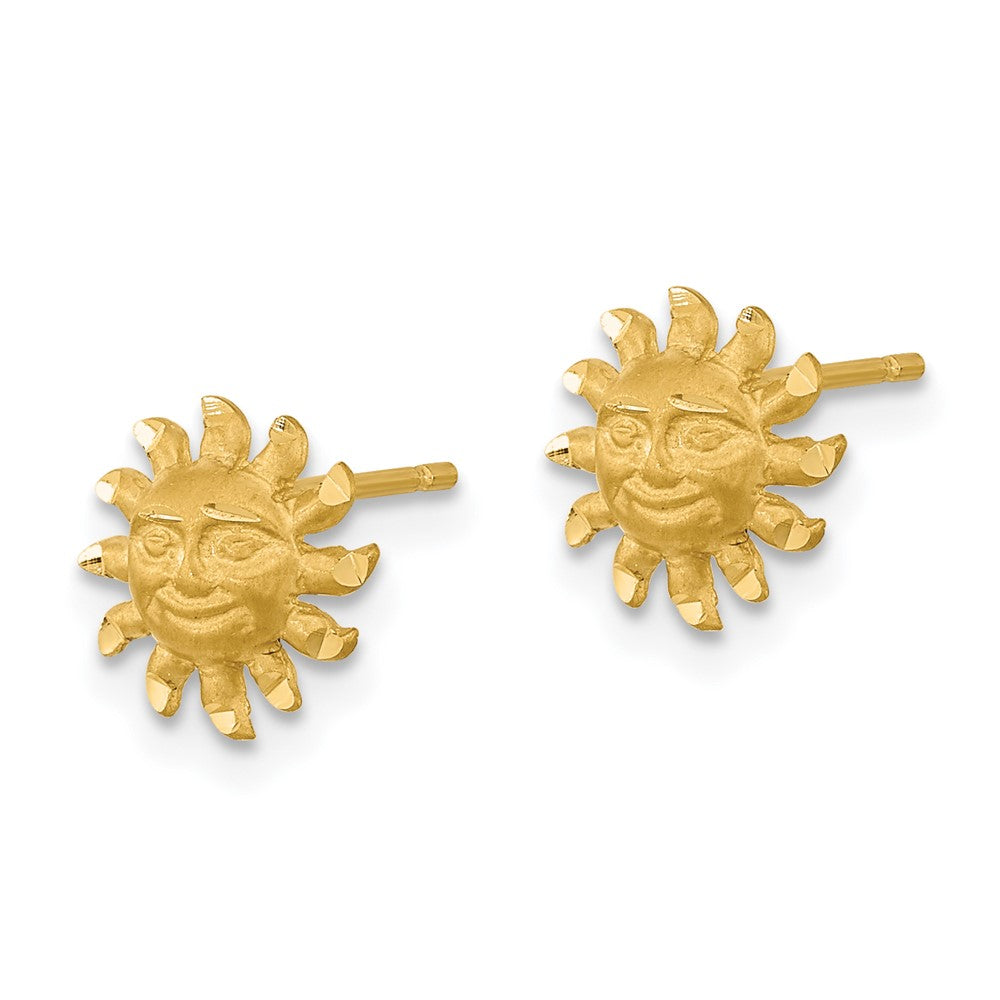 Gold Satin Diamond-cut Sun Post Earrings - Model TE653 - Charlie & Co. Jewelry