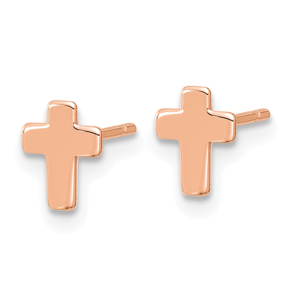 Rose Gold Polished Small Cross Post Earrings - Model TE664R - Charlie & Co. Jewelry