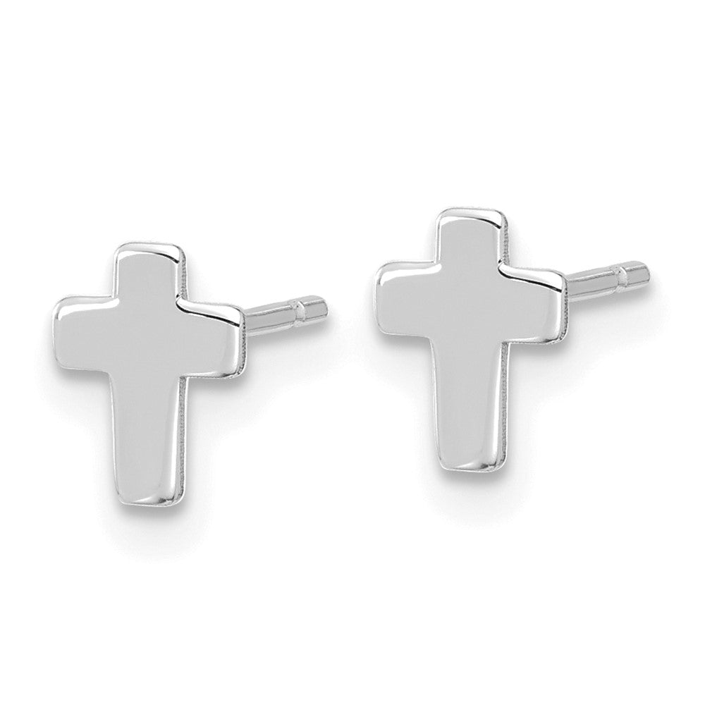 White Gold Polished Cross Post Earrings - Model TE664W - Charlie & Co. Jewelry