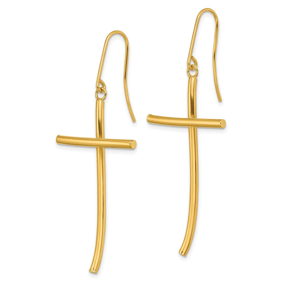 Gold Polished Cross Dangle Earrings - Model TF1743 - Charlie & Co. Jewelry