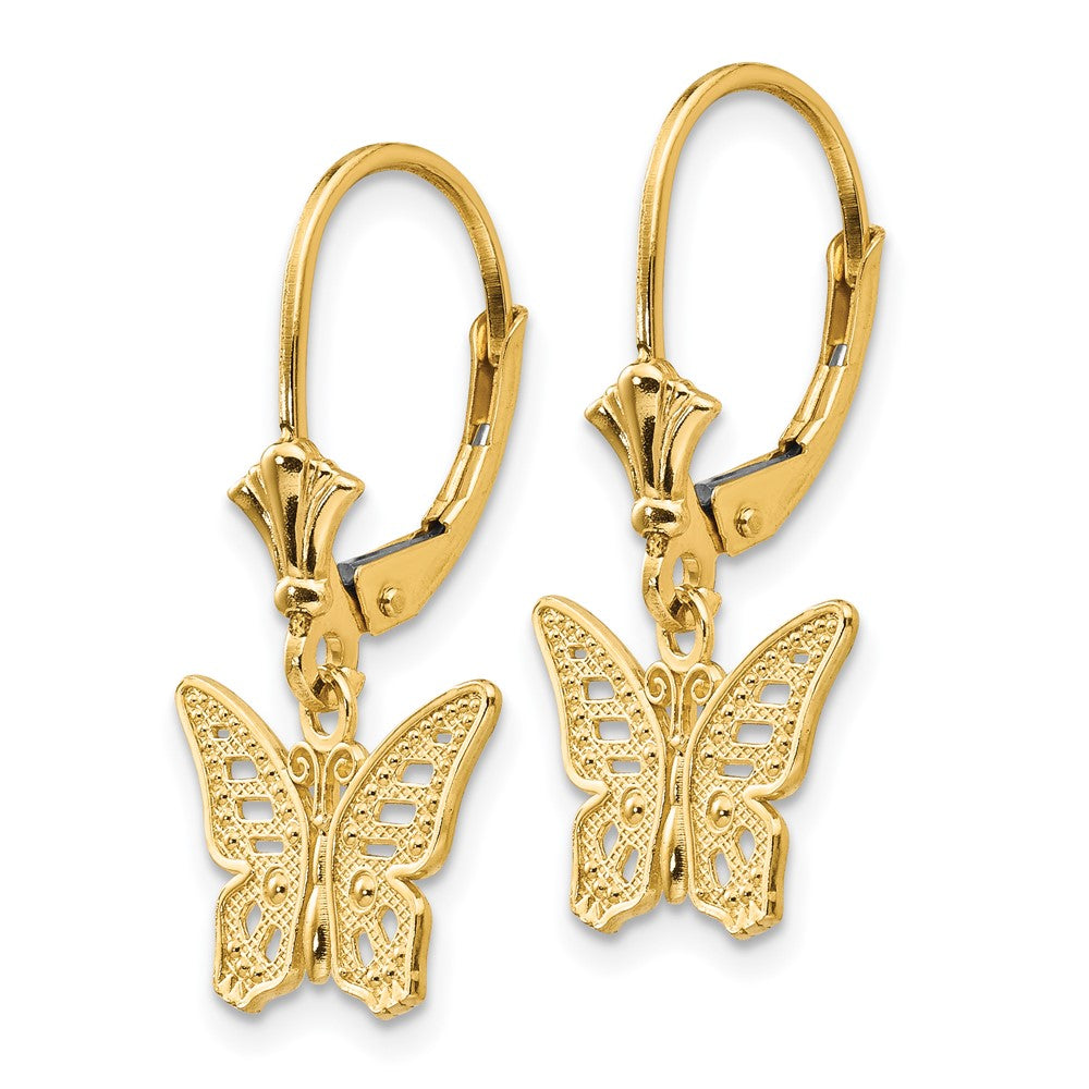 Gold Butterfly Leverback Earrings - Model TF1768 - Charlie & Co. Jewelry