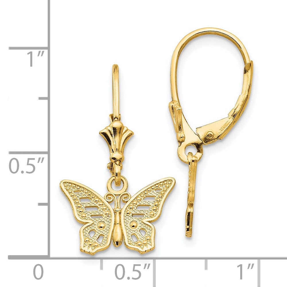 Gold Butterfly Leverback Earrings - Model TF1768 - Charlie & Co. Jewelry