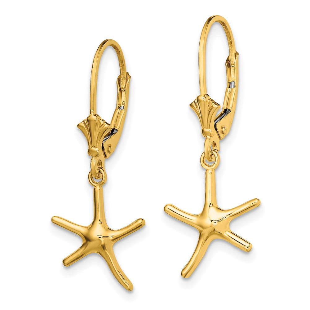 Gold Mini Dancing Starfish Leverback Earrings - Model TF1769 - Charlie & Co. Jewelry