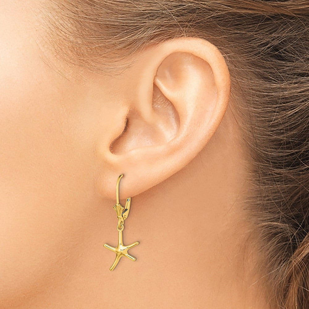 Gold Mini Dancing Starfish Leverback Earrings - Model TF1769 - Charlie & Co. Jewelry