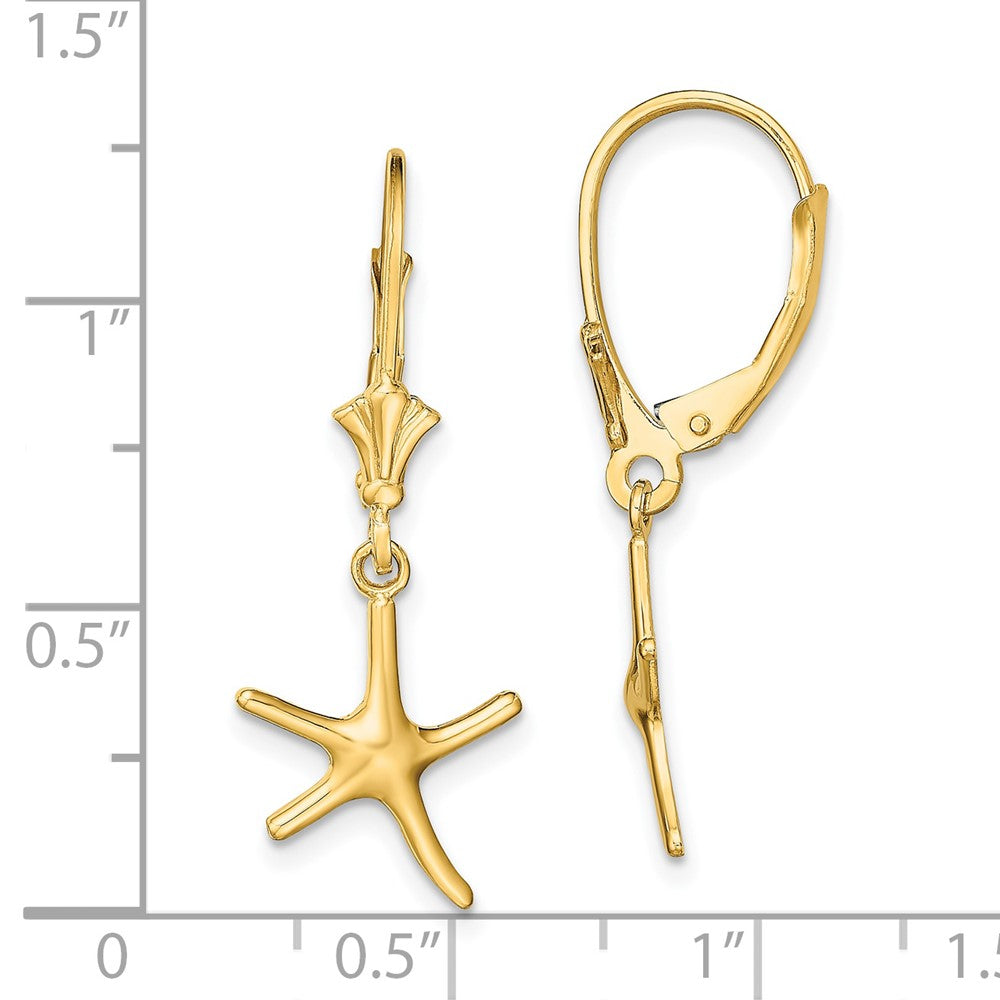 Gold Mini Dancing Starfish Leverback Earrings - Model TF1769 - Charlie & Co. Jewelry