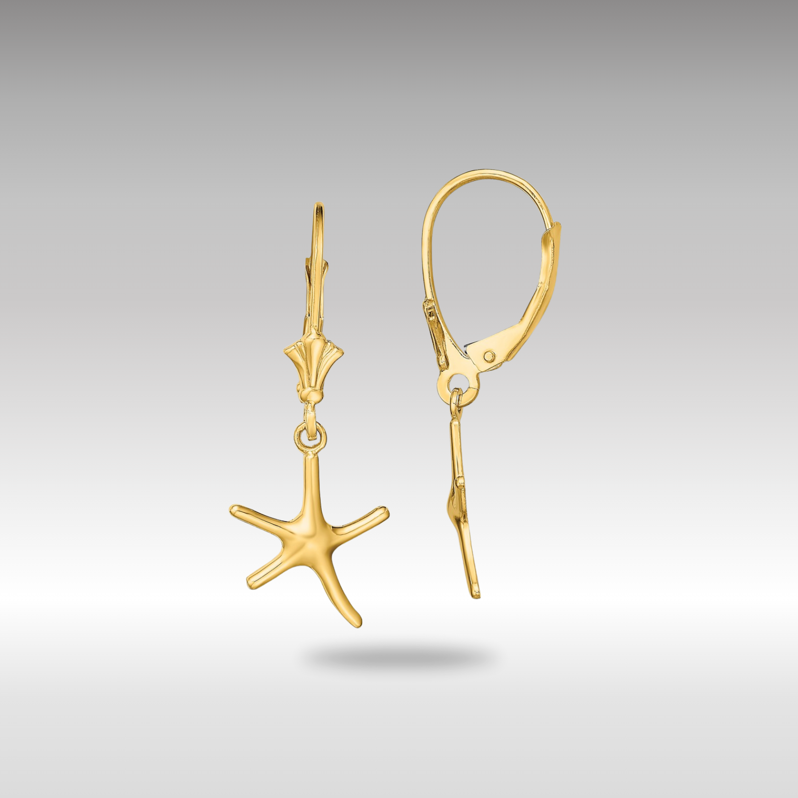 Gold Mini Dancing Starfish Leverback Earrings - Model TF1769 - Charlie & Co. Jewelry