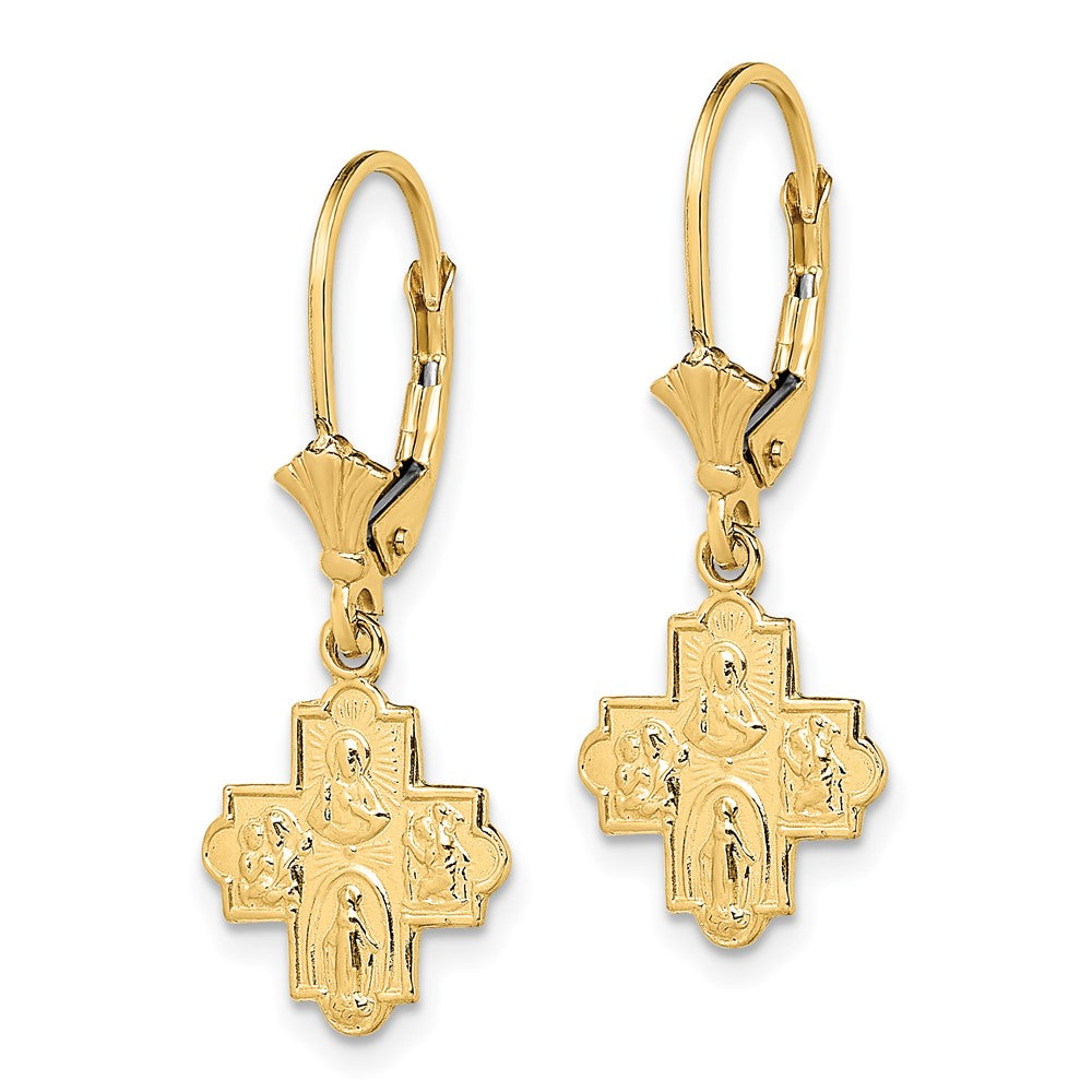 Gold Small 4-Way Medal Cross Leverback Earrings - Model TF1772 - Charlie & Co. Jewelry