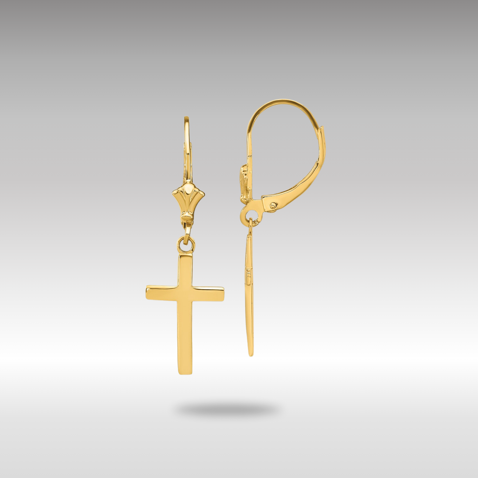 Gold Polished Cross Leverback Earrings Model-TF1776 - Charlie & Co. Jewelry