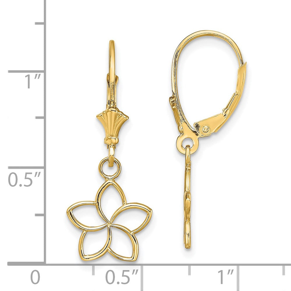 Gold Polished Cut-Out Flower Leverback Earrings - Model TF1780 - Charlie & Co. Jewelry