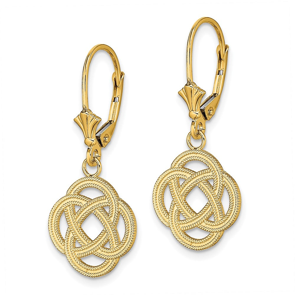 Gold Small Celtic Eternity Knot Circle Leverback Earrings - Model TF1789 - Charlie & Co. Jewelry