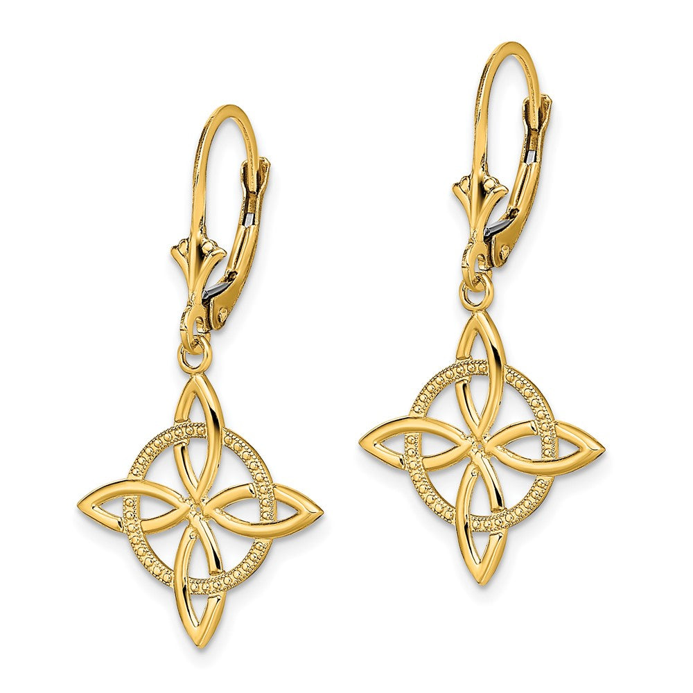 Gold Small Celtic Eternity Knot Leverback Earrings - Model TF1790 - Charlie & Co. Jewelry