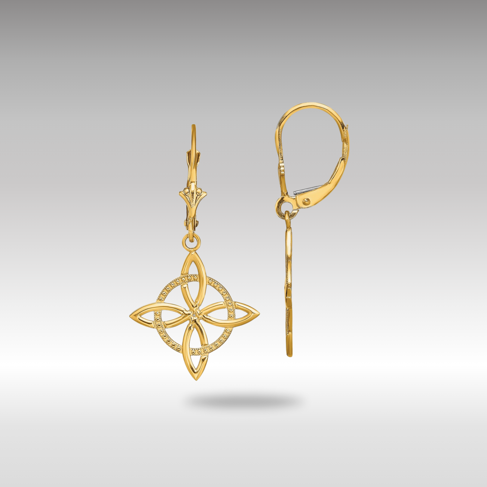 Gold Small Celtic Eternity Knot Leverback Earrings - Model TF1790 - Charlie & Co. Jewelry