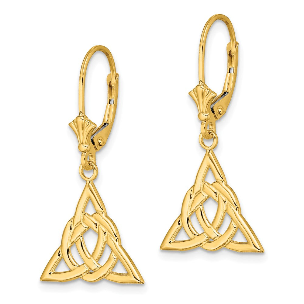 Gold Small Celtic Trinity Knot Leverback Earrings - Model TF1791 - Charlie & Co. Jewelry