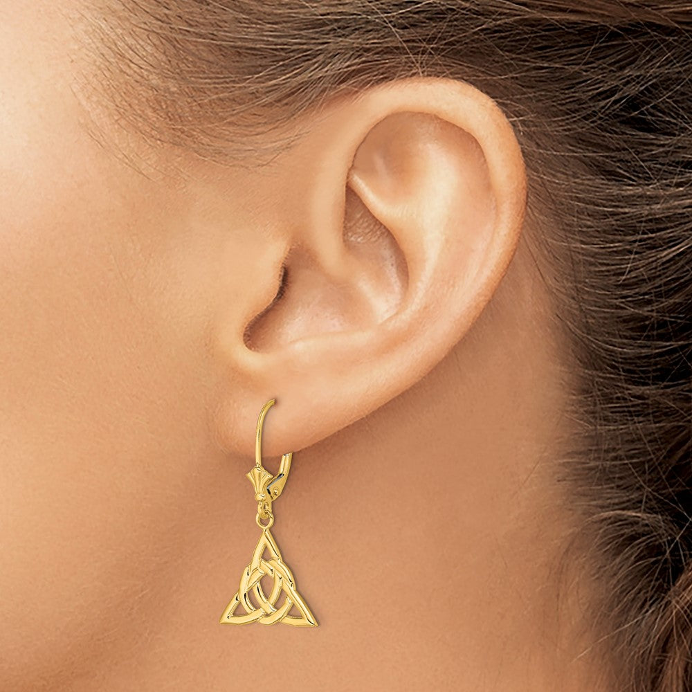 Gold Small Celtic Trinity Knot Leverback Earrings - Model TF1791 - Charlie & Co. Jewelry