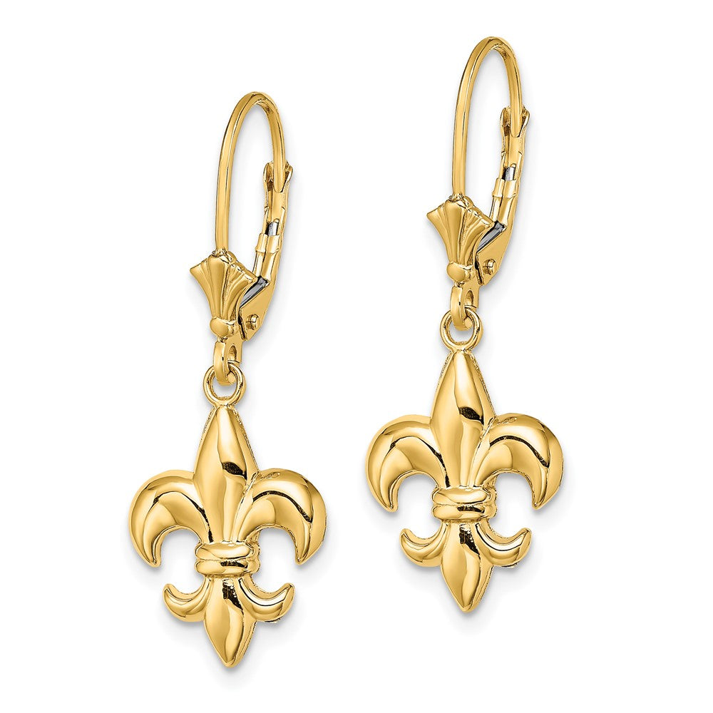 Gold Small Fleur-de-Lis Leverback Earrings - Model TF1794 - Charlie & Co. Jewelry