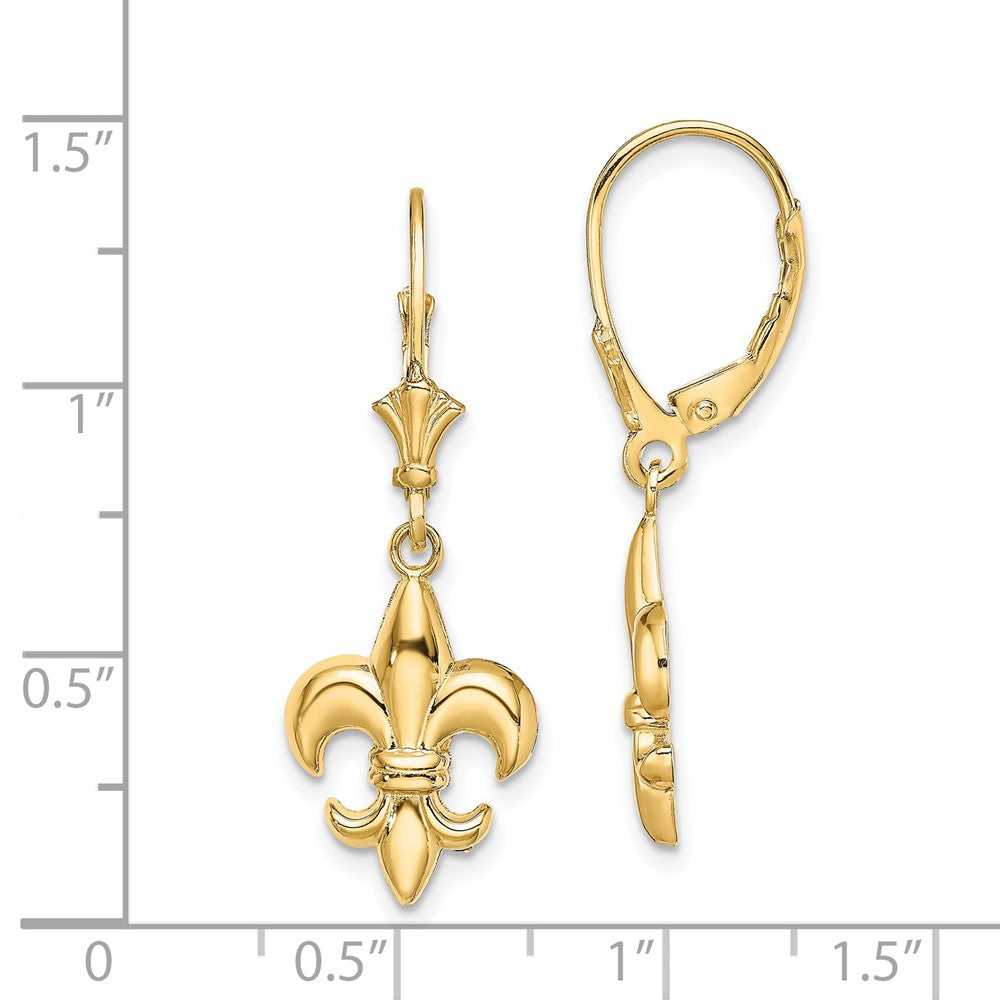 Gold Small Fleur-de-Lis Leverback Earrings - Model TF1794 - Charlie & Co. Jewelry