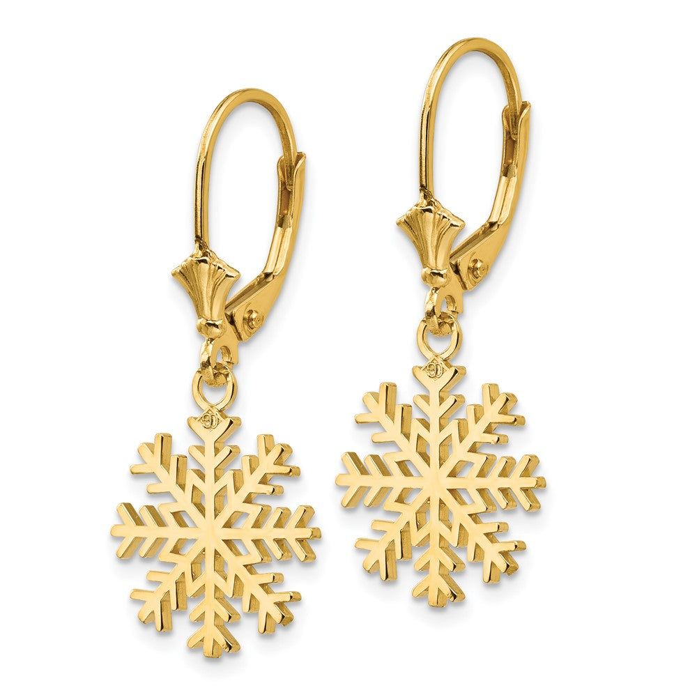 Gold Snowflake Leverback Earrings - Model TF1802 - Charlie & Co. Jewelry