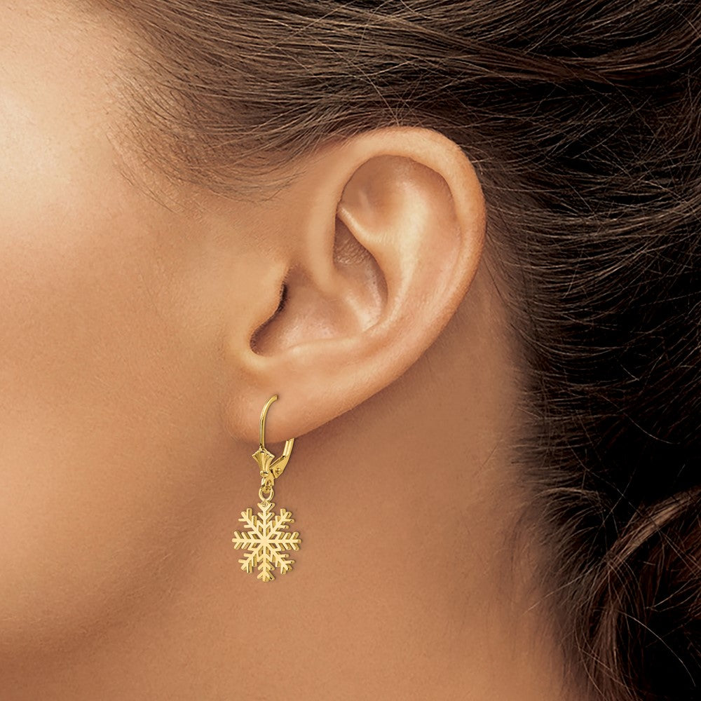 Gold Snowflake Leverback Earrings - Model TF1802 - Charlie & Co. Jewelry