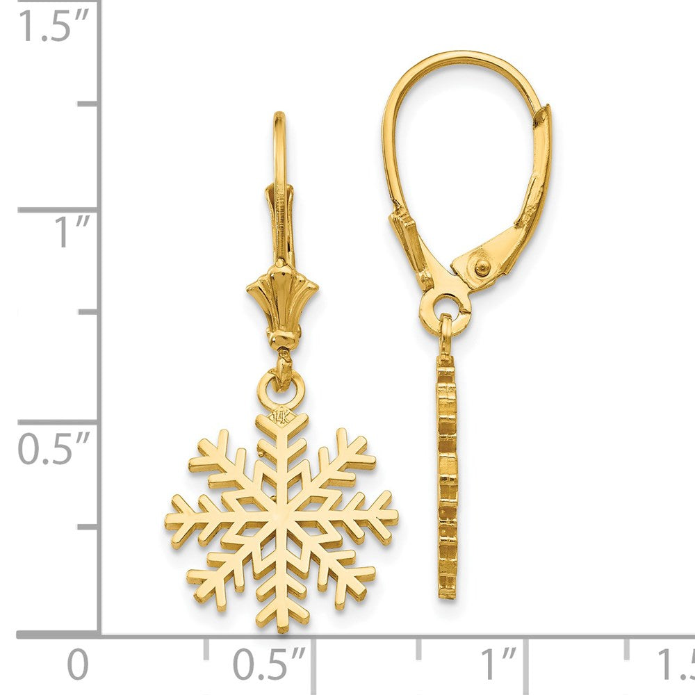 Gold Snowflake Leverback Earrings - Model TF1802 - Charlie & Co. Jewelry