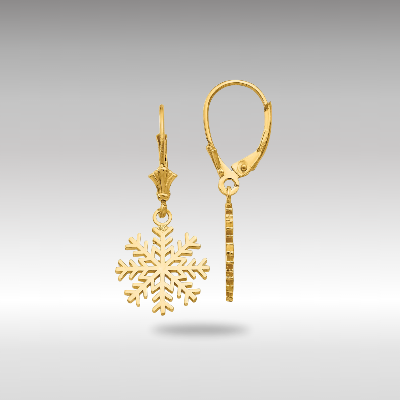 Gold Snowflake Leverback Earrings - Model TF1802 - Charlie & Co. Jewelry