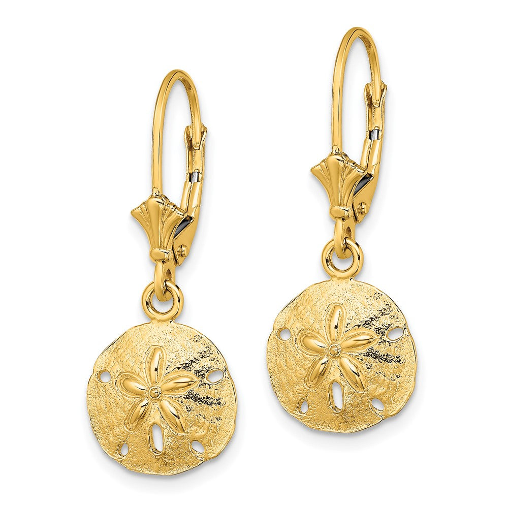 Gold Polished Sand Dollar Leverback Earrings - Model TF1816 - Charlie & Co. Jewelry