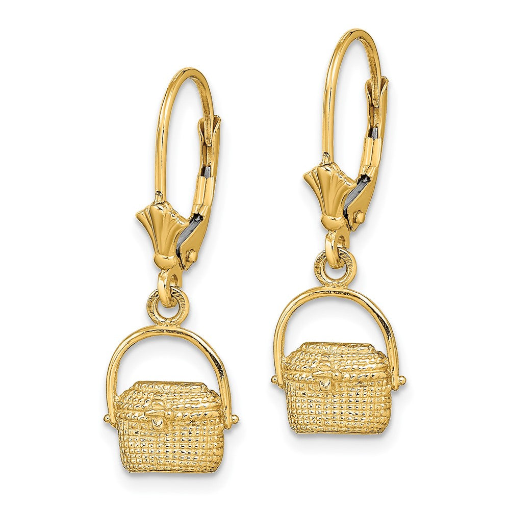 Gold Nantucket Basket Leverback Earrings - Model TF1824 - Charlie & Co. Jewelry