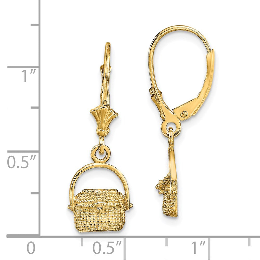 Gold Nantucket Basket Leverback Earrings - Model TF1824 - Charlie & Co. Jewelry