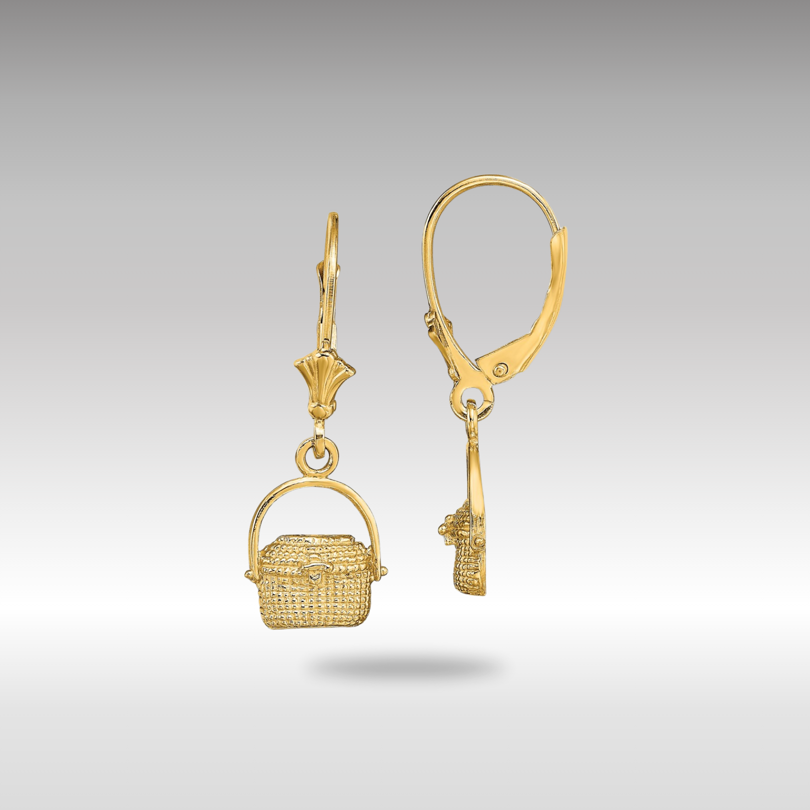 Gold Nantucket Basket Leverback Earrings - Model TF1824 - Charlie & Co. Jewelry