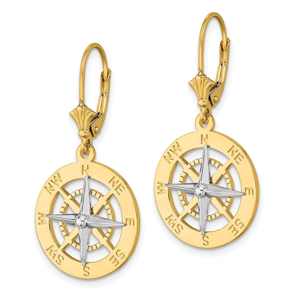 Gold Nautical Compass Leverback Earrings - Model TF1857 - Charlie & Co. Jewelry